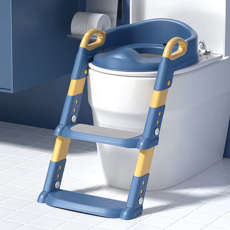 Toddler Stepped Toilet Seat Folding Rack Step Stool Stair Training Toilet for Boys Kid Baby Anti-Slip Adjustable Potty Chair