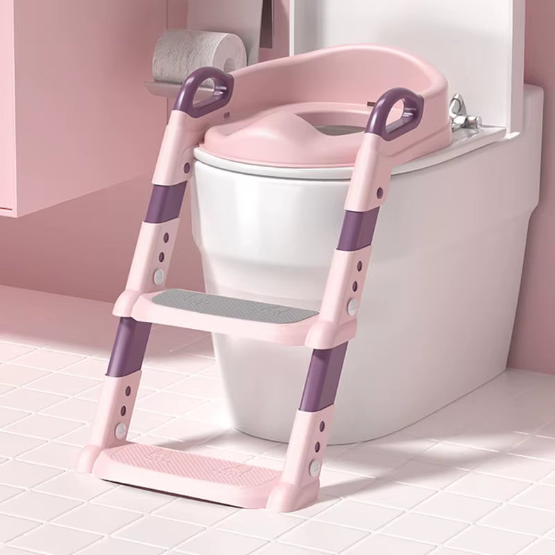 Toddler Stepped Toilet Seat Folding Rack Step Stool Stair Training Toilet for Boys Kid Baby Anti-Slip Adjustable Potty Chair